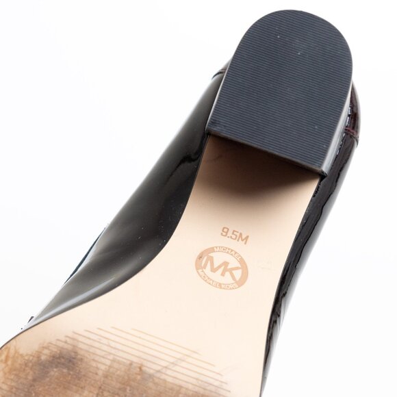 Michael Kors Buchanan Burgundy Patent Block Heel Loafers Preppy - Picture 15 of 16